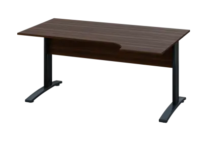 ERK 28 - 164 stůl kancelářský, rohový, pravý, kovová podnož černá, deska 25 mm, široký 1600 mm, ořech královský